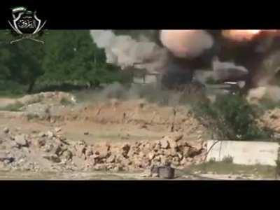 FSA trigger a brutal IED on SAA truck. Syria 2012 NSFW