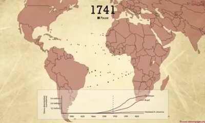 Acompanhe em 2 minutos as 20528 viagens trazendo negros escravizados para as Américas