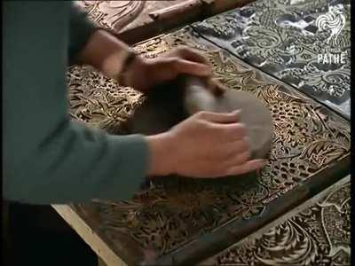 This video shows the craftsmanship and artisanal talent involved in wallpaper design and manufacturing during the 1960s