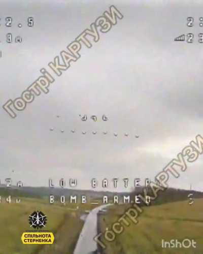 FPV pilots of the Ukrainian &quot;Hostri Kartuzy&quot; unit attack Russian supply trucks in the Kharkiv area.