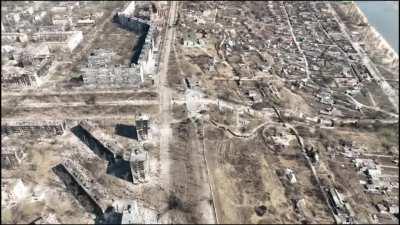 Destroyed Mariupol from a bird's eye view