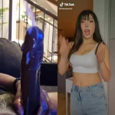 Asian BBC BabeCock Big Dick Big Tits Cumshot Split Screen Porn Teen TikTok Porn GIF by beans69