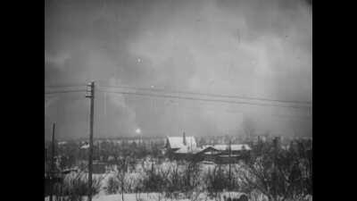 Allied Aerial Bombardment Near German Positions [WWII b/w]