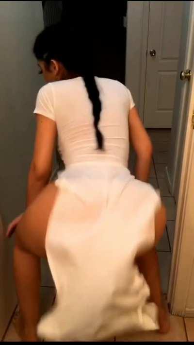 White dress twerk