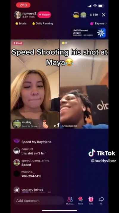 Ishowspeed shoot his shot on maya on tiktok live