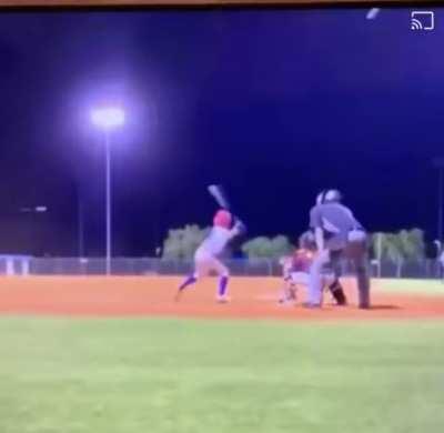 Kid hits pitched &amp;amp; foul ball from another field at the same time