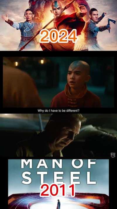 The 2011 Man of Steel movie took from the script of 2024 Avatar The Last Airbender, the MoS writers are confirmed time travelers.