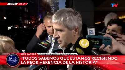 Luis Caputo: &quot;Estamos recibiendo la peor herencia de la historia&quot;