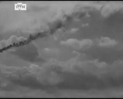 A German Heinkel 111 bomber goes down on the Eastern Front, 1942. 