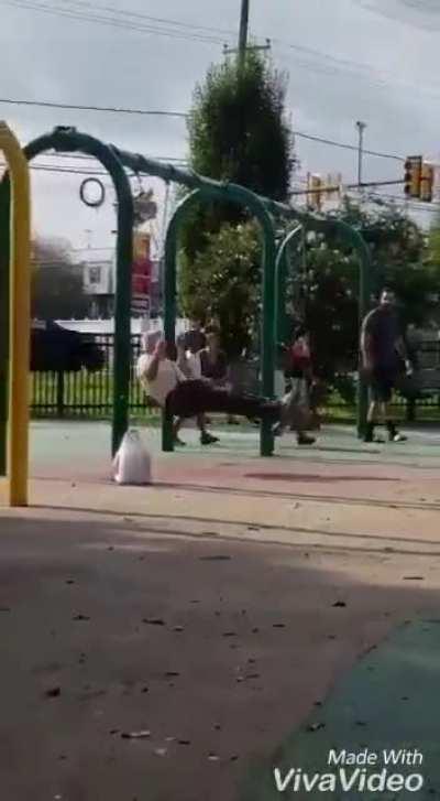 Grandpa on a swing