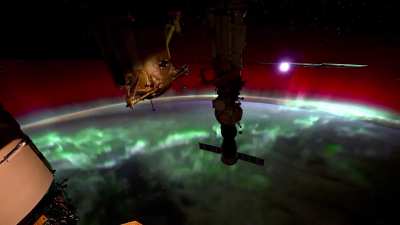 Last Sunday Night's Aurora From ISS (Credit: Astronaut Matthew Dominick)