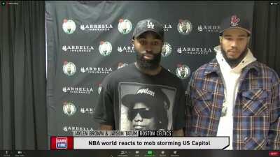 [Jaylen Brown] “In one America, you get killed by sleeping in your car, selling cigarettes or playing in your backyard. In another America, you get to storm the Capitol, and no tear gas, no massive arrests, none of that.”