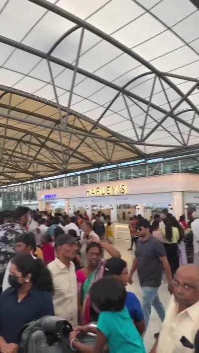 Huge crowd at Hyderabad Airport because of large number of students emigrating to US / Canada as Fall Terms begin in Foreign Universities.