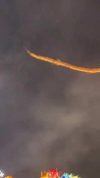 Drone controlled dragon taking to the sky, China