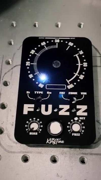 Laser engraving on a guitar fuzz pedal - (sound on)