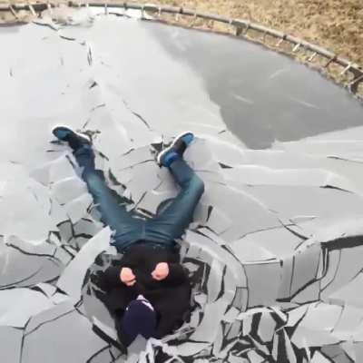 Ice on a trampoline