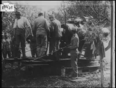 Austro Hungarians operating Skoda 305mm siege howitzers against Russian Imperial forces near newly conquered Przemysl, Poland. June 1915 WWI