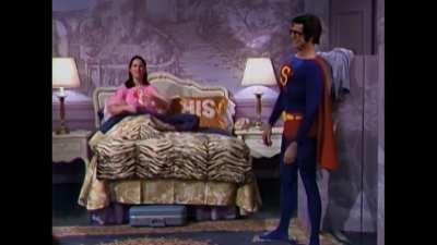 Unknown Actress makes Superman (Johnny Carson) cum within seconds in a skit from the Tonight Show with Johnny Carson 1/12/79