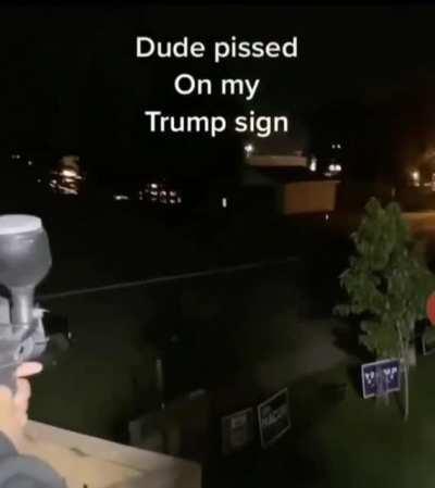 Teenager Pisses on Trump Sign