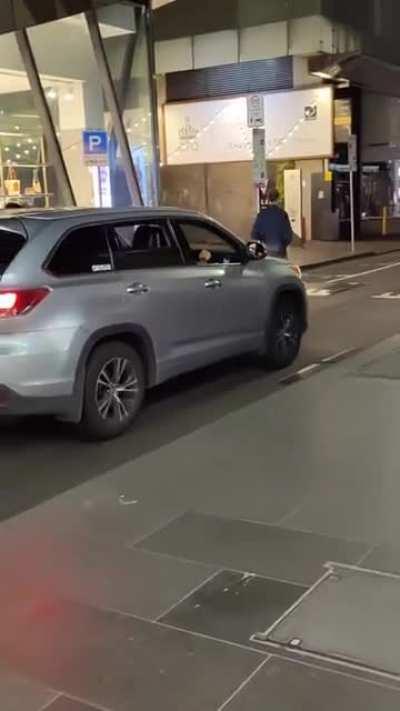 nonchalant idiot finds out what happens when he blocks the road