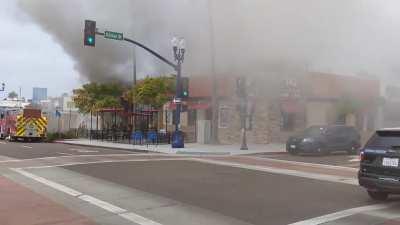 Fire at Benito's in Downtown this morning. No one hurt, but lots of damage to the building.