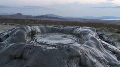 Mud volcano erupting