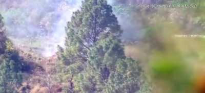 Pakistan's anti-tank guided missile (ATGM) strike targeting an Indian T-54/55 tank at the Line of Control (LoC) in Kashmir.