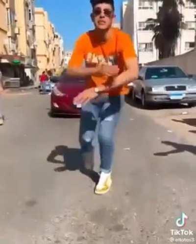 trying to make a tiktok in the middle of the street