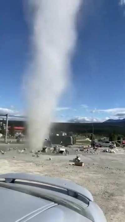 Dust devil obliterates fruit stand