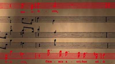 The composition of Mozart's Requiem from the film Amadeus, but with sheet music