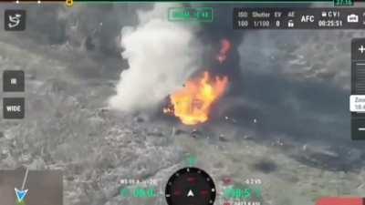 Open buggy/vehicle with russians gets blown up by The Carpathian brigade. (Graphic)