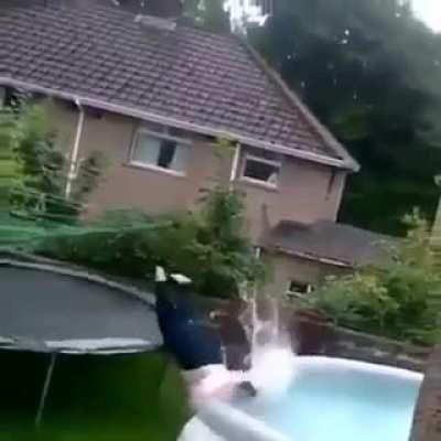 HMF While I trampoline into the pool