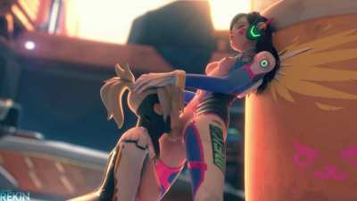 futanari d.va face fucking mercy in 3d futa anime sex