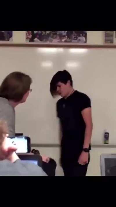 Trust the emo kid to sing happy birthday to the teacher like this