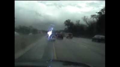 Chattanooga highway police chase through rush hour and rain with high speed PIT maneuver