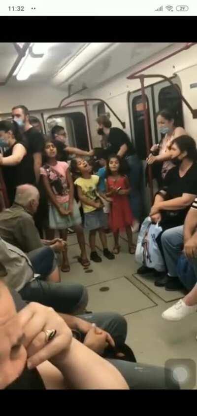 Gypsy kids screeching on the subway for donations