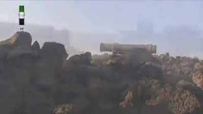 FSA 9K115 Metis-M strike on a group of Syrian Army soldiers observing an AA gun working - Tal al-Urayd - 11/15/2014