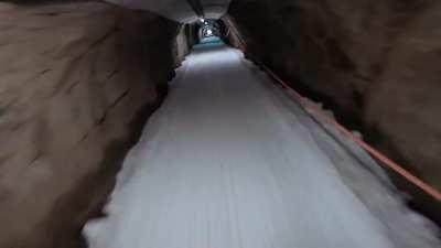 Underground tunnel on a ski slope