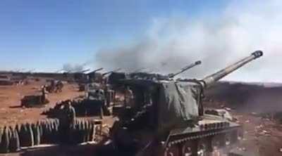 Turkish M110 Howitzers Striking DAESH positions, Operation Euphrates Shield.