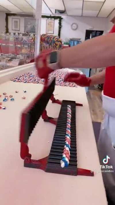 Cutting candy the old fashioned way