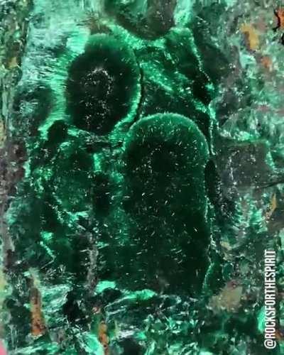 Velvety raw malachite looks so fascinating and alien.