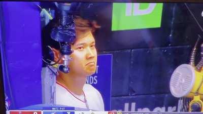 Ohtani being frazzled by the dugout camera