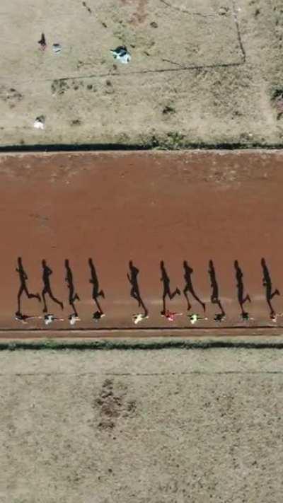 The shadows cast by these runners on a track in Kenya