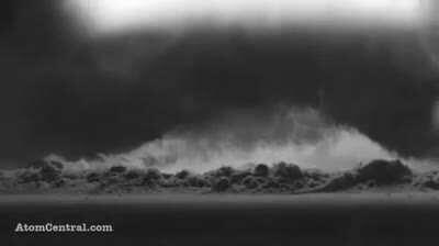 Video go the first moments of a nuclear bomb going off, 1950s, you can see the instant the uranium starts fissioning