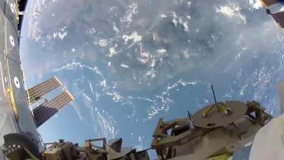 Amazing footage of Earth during a spacewalk on ISS