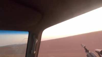 Iraqi tribesmen of al Jughaifa once again chasing a fleeing isis pickup in Anbar desert, IS members managed to escape at the end. Footage is from a while ago but was published today.