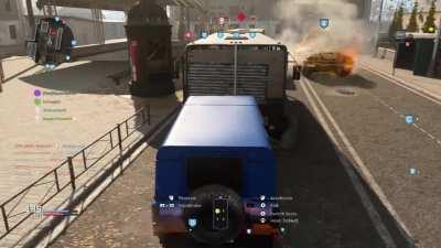 Pretending to be a parked car to evade a tank