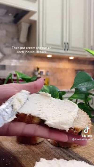 This &quot;perfect bagel to cream cheese ratio&quot; video I found on tik tok.