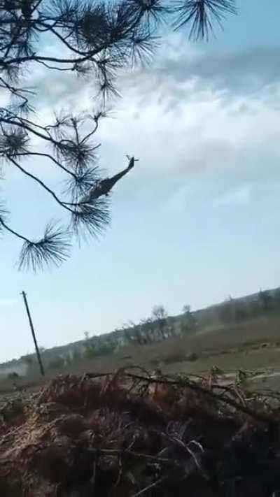 A pair of Ukrainian Mi-24's striking Russian positions in the east, undated