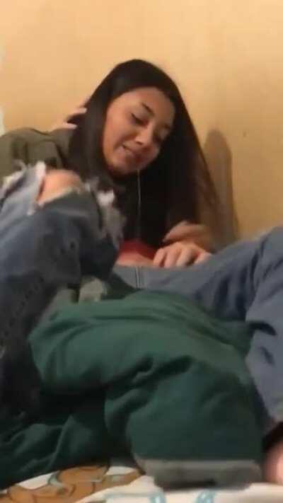 Cute GF Gets Caught by her Friend While Giving Blowjob to her BF 🤤😋😍